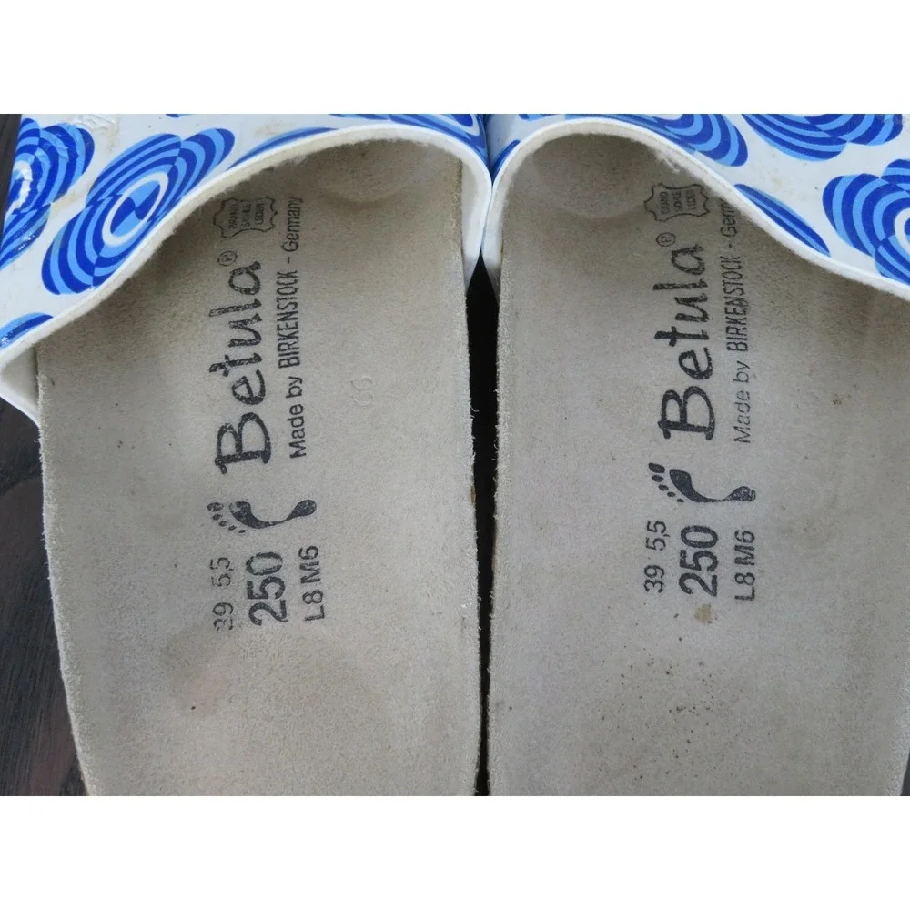 Birkenstock Betula Sandals Womens Size 8 39 Blue Slide Cork Wedge Floral